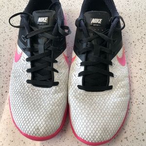 Nike womens metcon4, white with pink, size 9